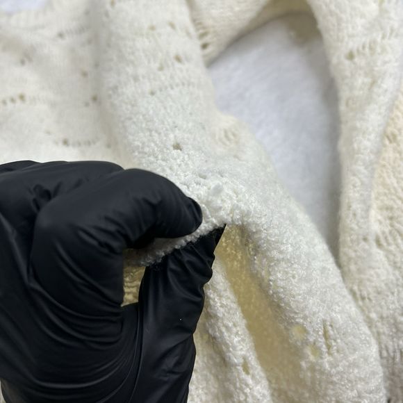 Free People Sweater Dress Tunic Womens Sz M Ivory Distressed Open Knit Bohemian - Picture 4 of 16